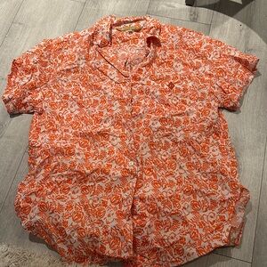 Orange floral Christian Dior Button Up, Women’s Medium. Fits more like a Large